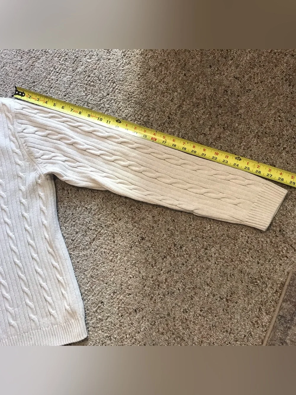 Vintage Ivory Chaps Cable Knit Sweater Mens XL Fits L Y2K Preppy 100% Cotton EUC